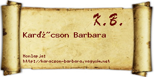 Karácson Barbara névjegykártya